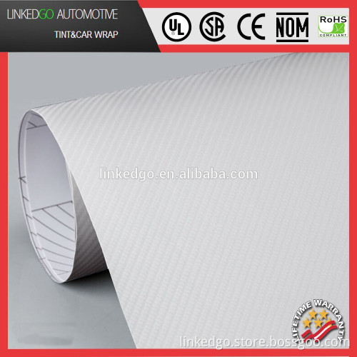 Vinyl Sticker 1.52*30M Self Adhesive 4D White Air Bubble Free Carbon Fiber